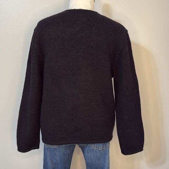 Tally Ho Black Wool Vintage Cardigan Sweater Size L - Picture 3 of 4